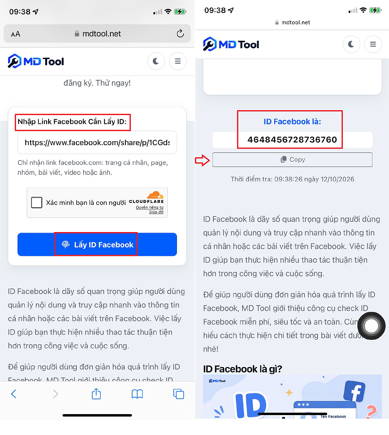 Sao chép Id bài viết