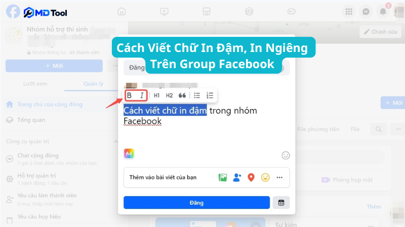 Cách viết chữ in đậm trên Facebook trong mục Group