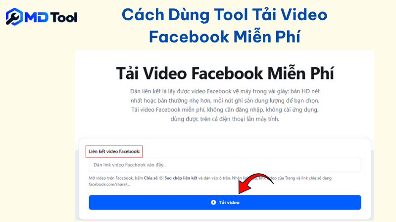 Thao tác lưu video trên Facebook tại MD Tool