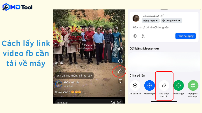 Sao chép liên kết video Facebook muốn tải