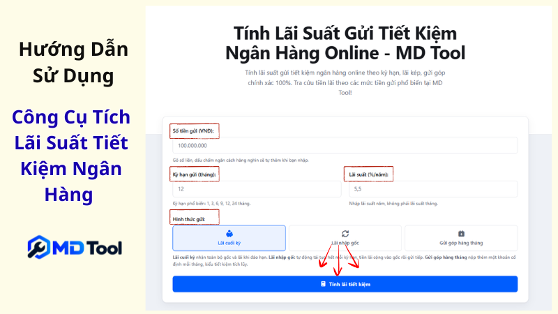 Cách sử dụng tool tính lãi suất ngân hàng tại MD Tool