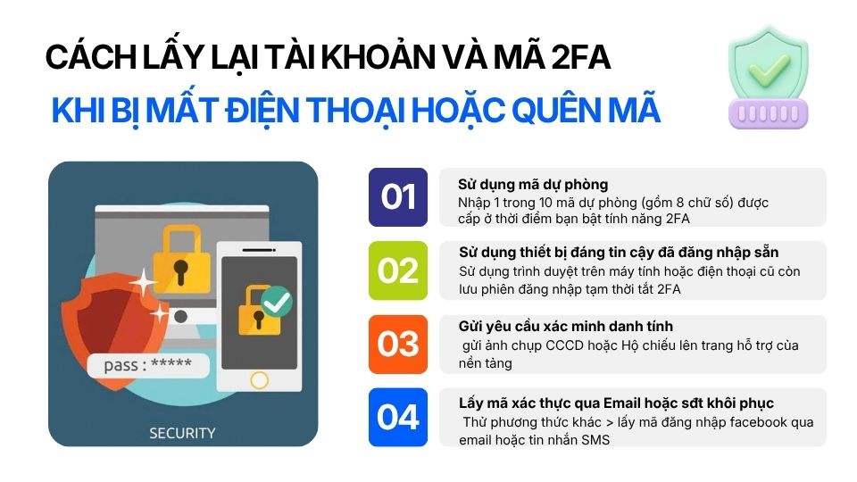 Cách lấy lại tài khoản và mã 2FA khi bị mất điện thoại hoặc quên mã&nbsp;