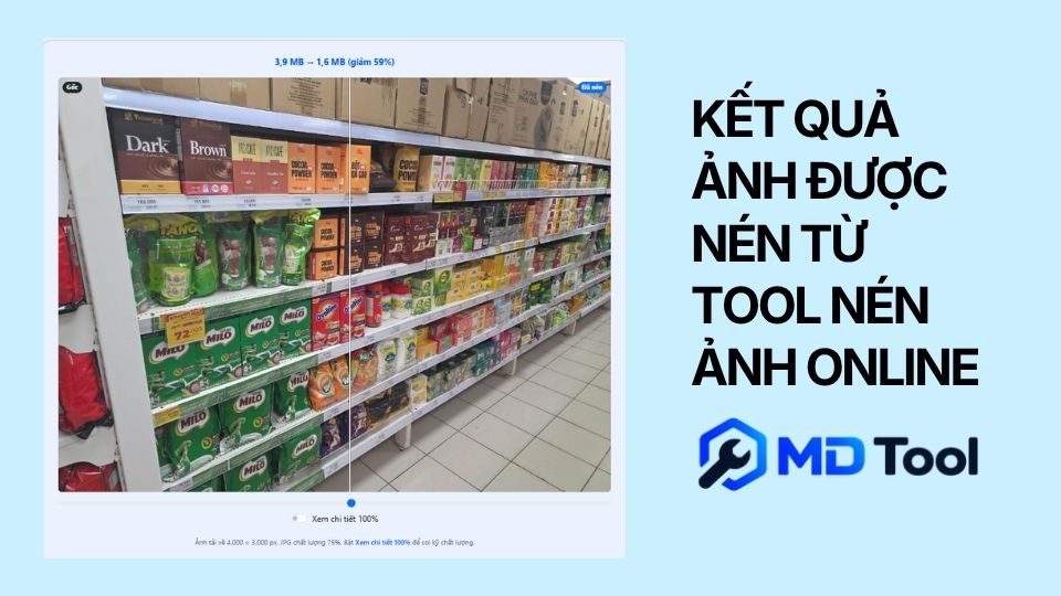 Kết quả ảnh sau khi đã nén băng mdtool