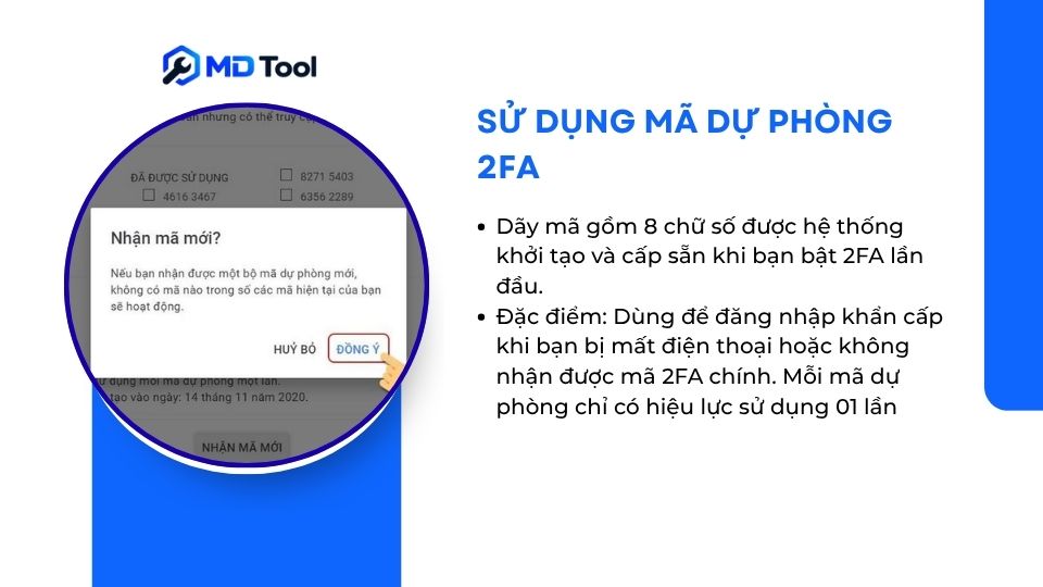 Tạo mã 2FA online từ mã dự phòng