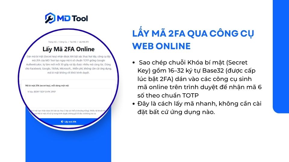 Tạo mã 2FA online từ web online