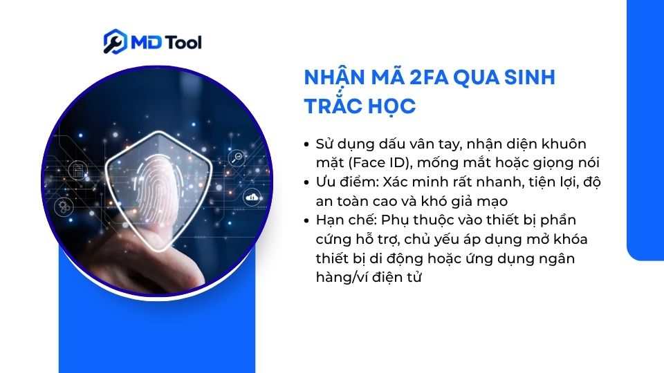 Tạo mã 2FA sinh trắc học
