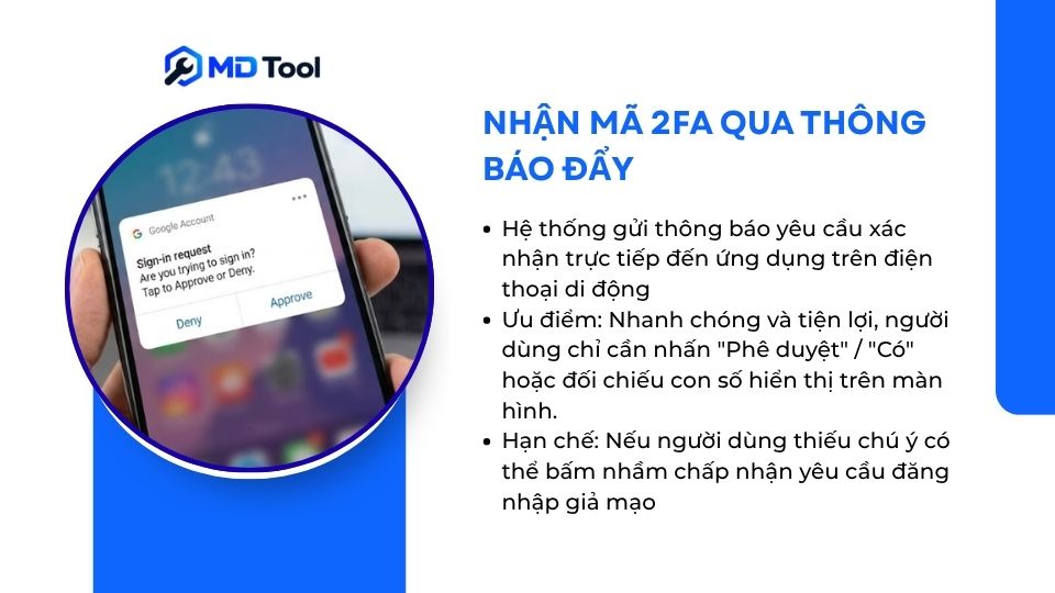 Tạo mã 2FA online từ thông báo đẩy