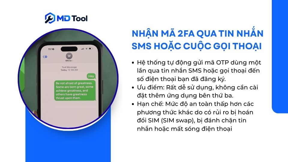 Tạo mã 2FA online từ SMS hoặc cuộc gọi thoại