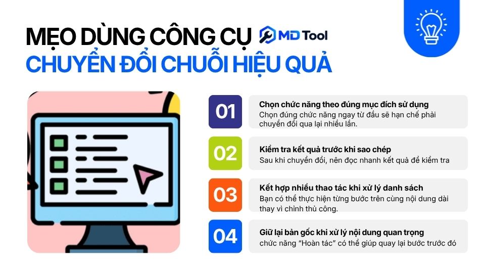 Mẹo dùng công cụ chuyển đổi chuỗi hiệu quả